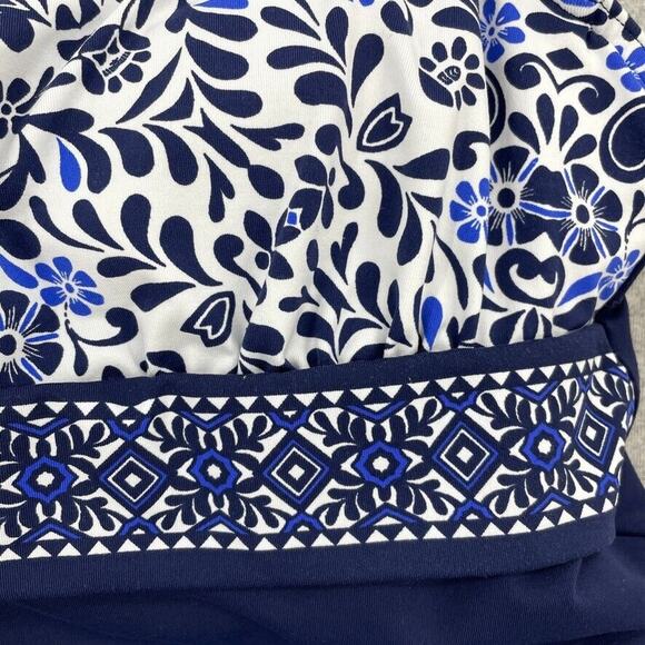 Lands End Swimsuit Womens 2 Blue Tankini Top Color Block Lined Built In Bra - Picture 4 of 10